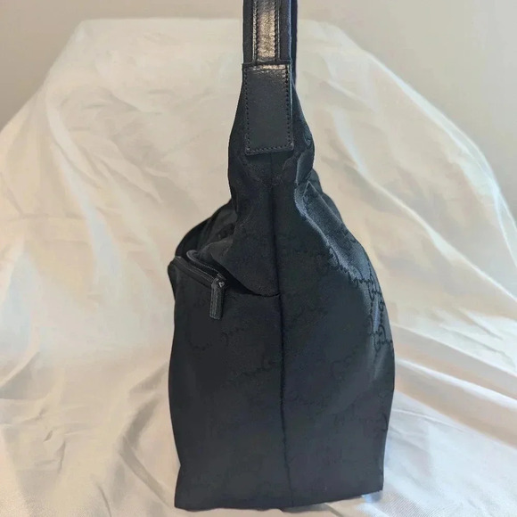 Authentic Gucci Shoulder Handbag Purse GG Double Pocket Black Bag - Picture 4 of 9